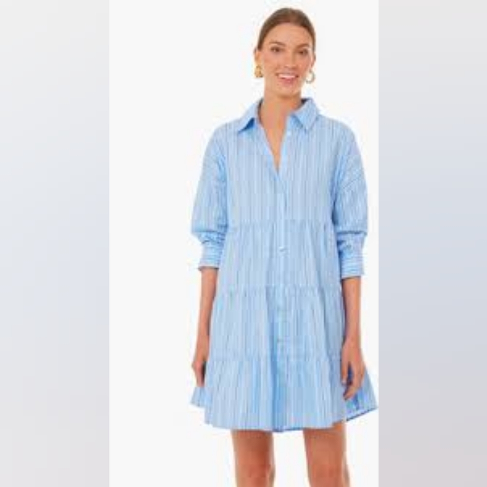 Tuckernuck Promander Place Shades of Blue Stripe Cara Dress (Small NWT)